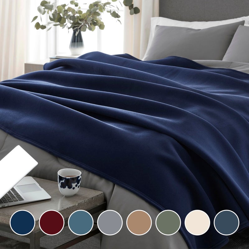 Vellux King Throw Blanket | Original Blanket | Snuggle-Ready | Durable Machine Washable Pet Friendly | All-Season Comfort | Layering Bed Sofa Blanket | Blanket for Bed | Cozy Throw Blanket | Navy - Image 2
